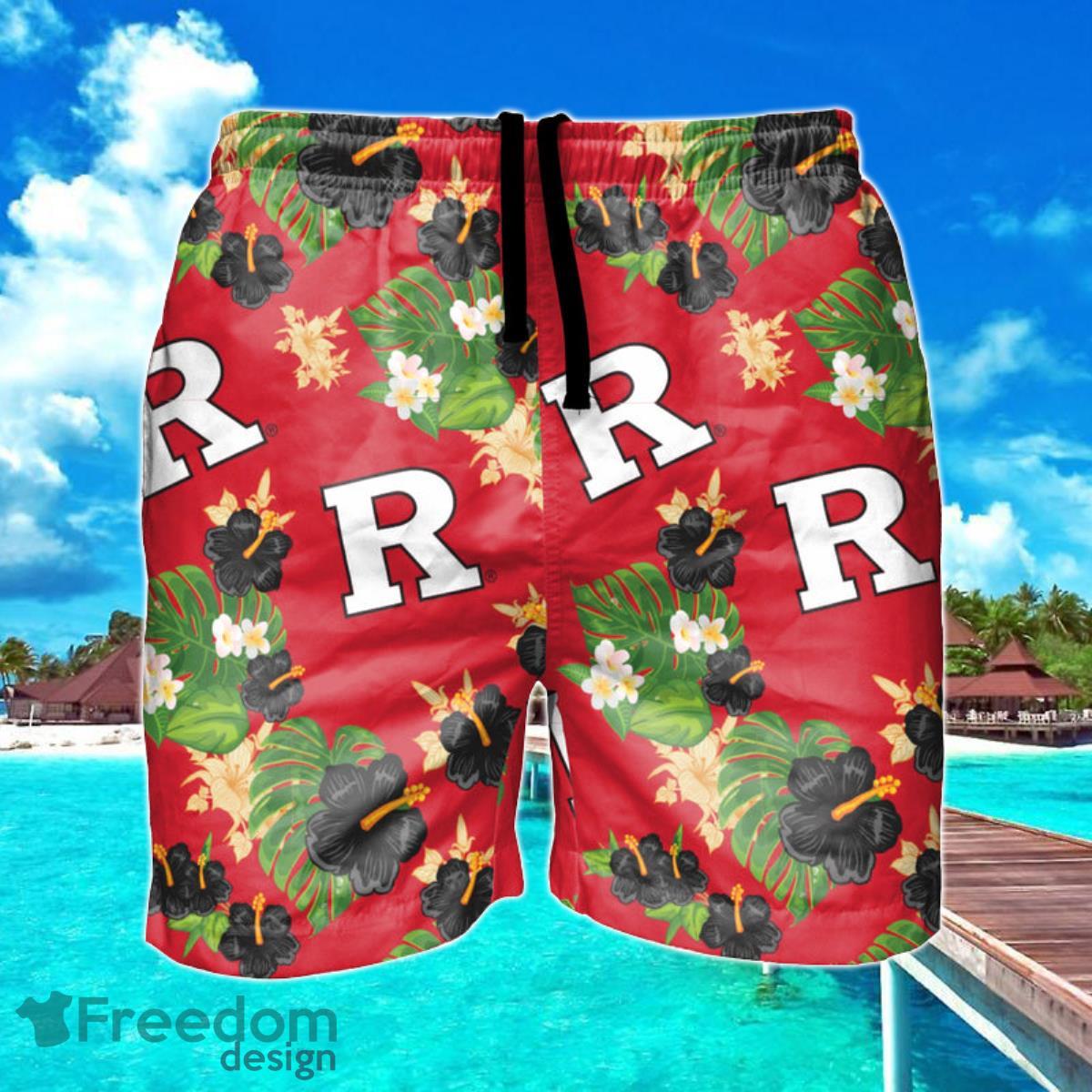 Rutgers Scarlet Knights NCAA Floral Hawaiian Shorts For Summer Beach Product Photo 1