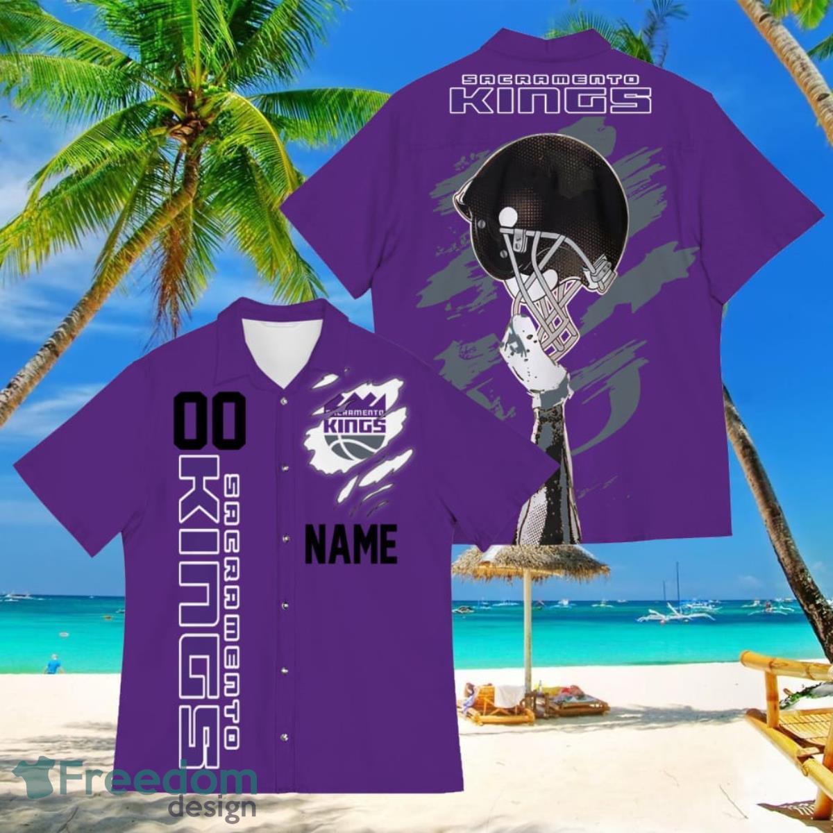 Sacramento Kings Sports American Football Hawaiian Shirt Custom Name & Number - Sacramento Kings Sports American Football Hawaiian Shirt 1