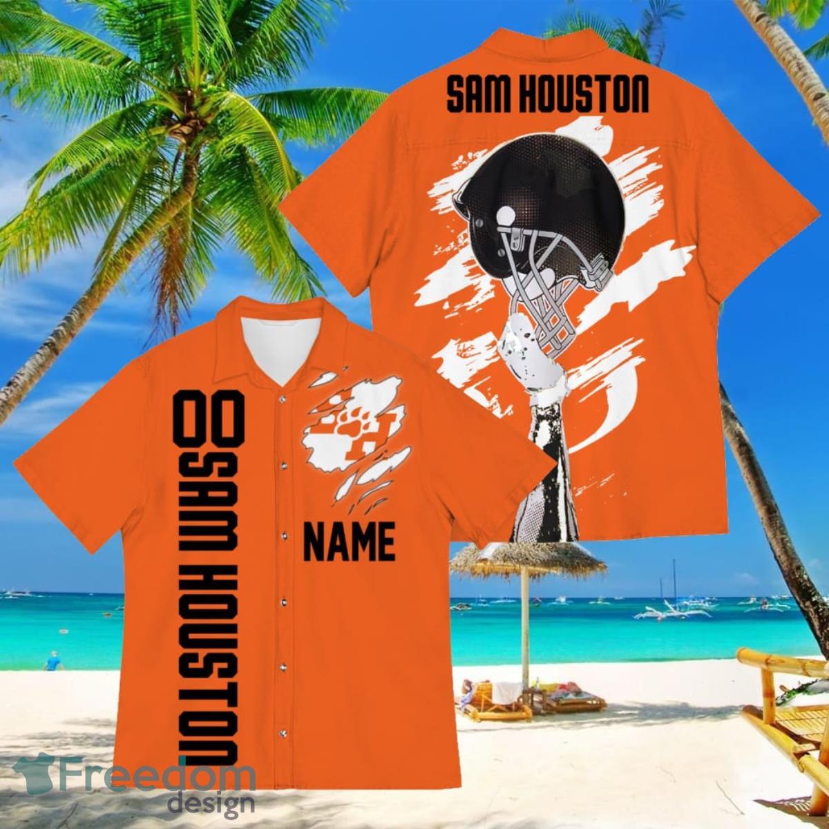 Sam Houston State Bearkats Sports American Football Hawaiian Shirt Custom Name & Number - Sam Houston State Bearkats Sports American Football Hawaiian Shirt 1