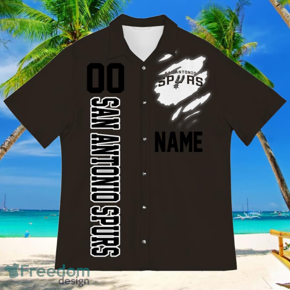 San Antonio Spurs Sports American Football Hawaiian Shirt Custom Name & Number - San Antonio Spurs Sports American Football Hawaiian Shirt 2