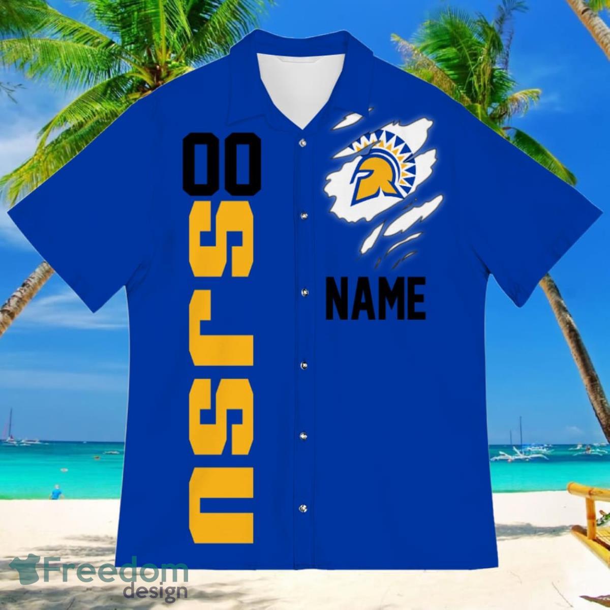 San Jose State Spartans Sports American Football Hawaiian Shirt Custom Name & Number - San Jose State Spartans Sports American Football Hawaiian Shirt 2