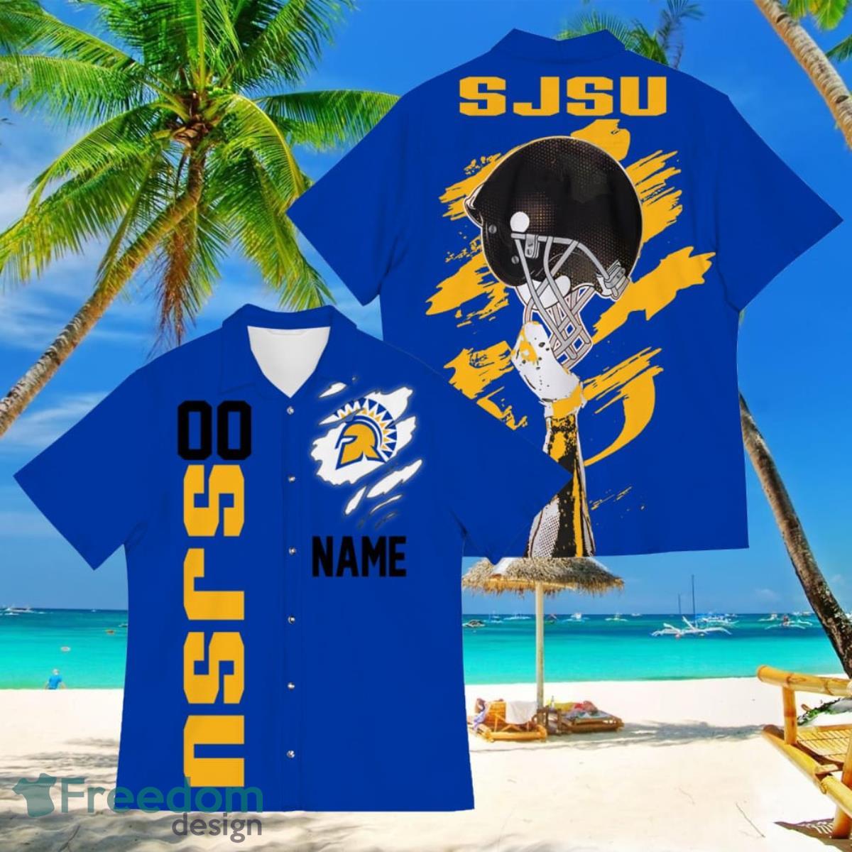 San Jose State Spartans Sports American Football Hawaiian Shirt Custom Name & Number - San Jose State Spartans Sports American Football Hawaiian Shirt 1