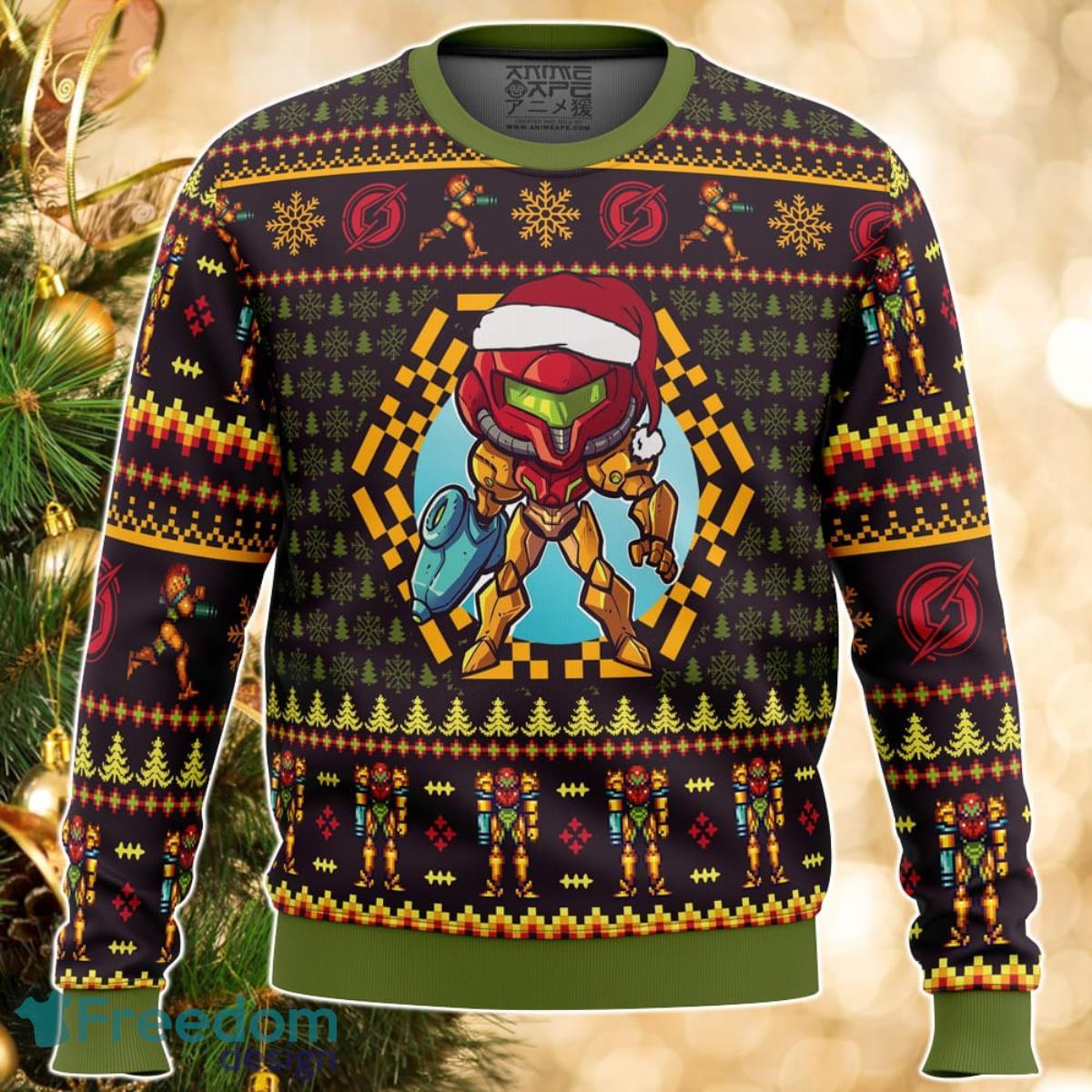 Santa Samus Aran Metroid Ugly Christmas Sweater Great Gift For Men Women Product Photo 1