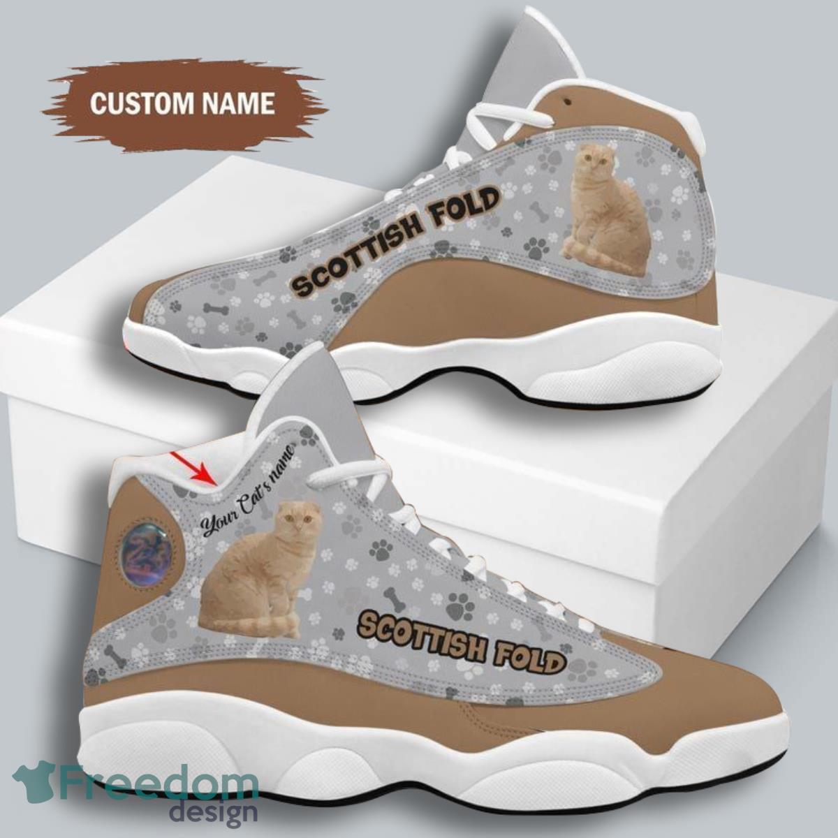 Scottish Fold Cat Shoes Air Jordan 13 Custom Name Sneakers Best Gift For Men And Women Product Photo 1