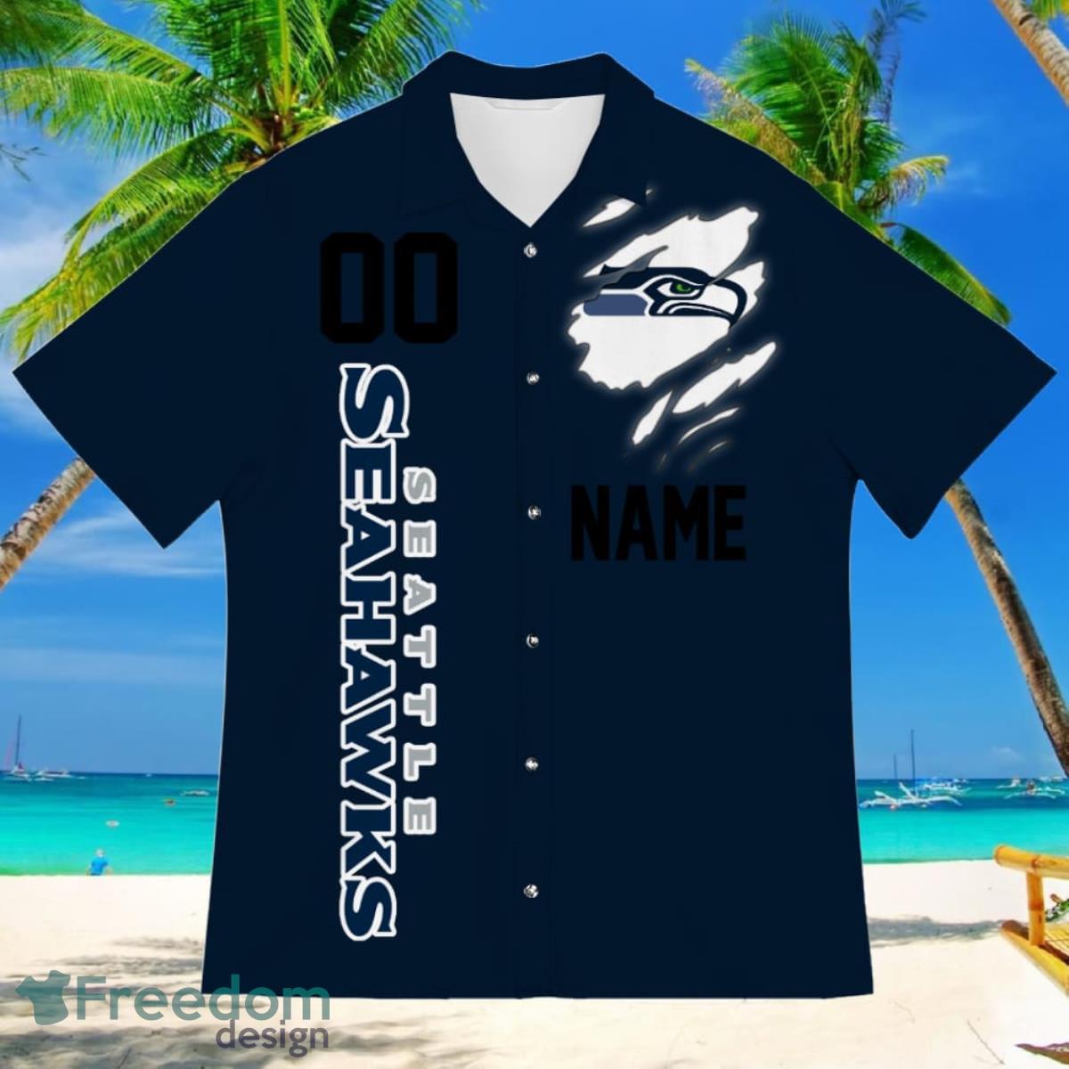 Seattle Seahawks Sports American Football Hawaiian Shirt Custom Name & Number - Seattle Seahawks Sports American Football Hawaiian Shirt 2