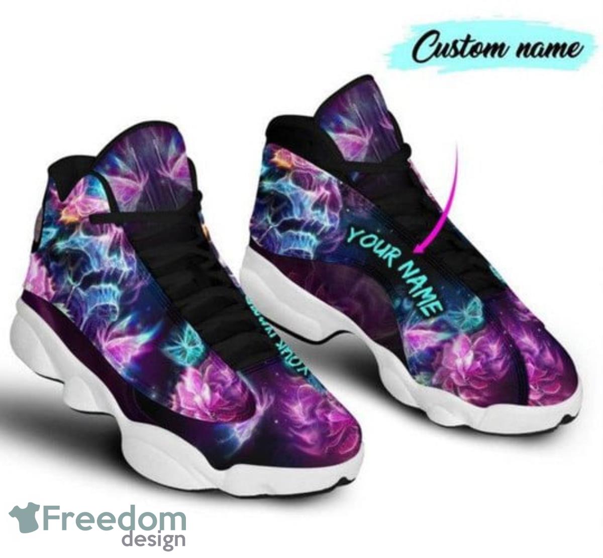 Skull Air Jordan 13 Custom Name Sneakers Inspired Gift For Men And Women Product Photo 1