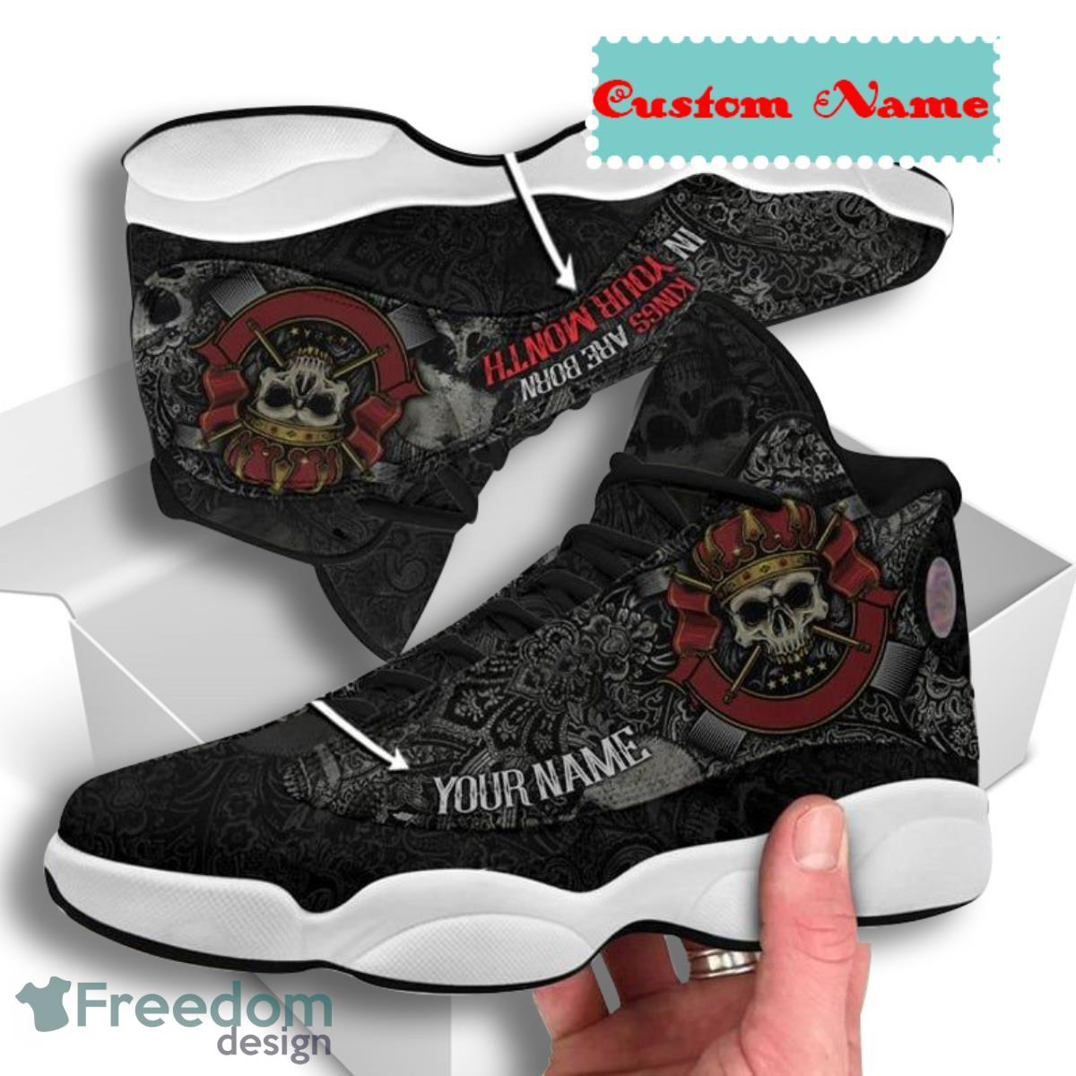 Skull Birth Month Air Jordan 13 Custom Name Sneakers Great Gift For Men And Women Product Photo 2