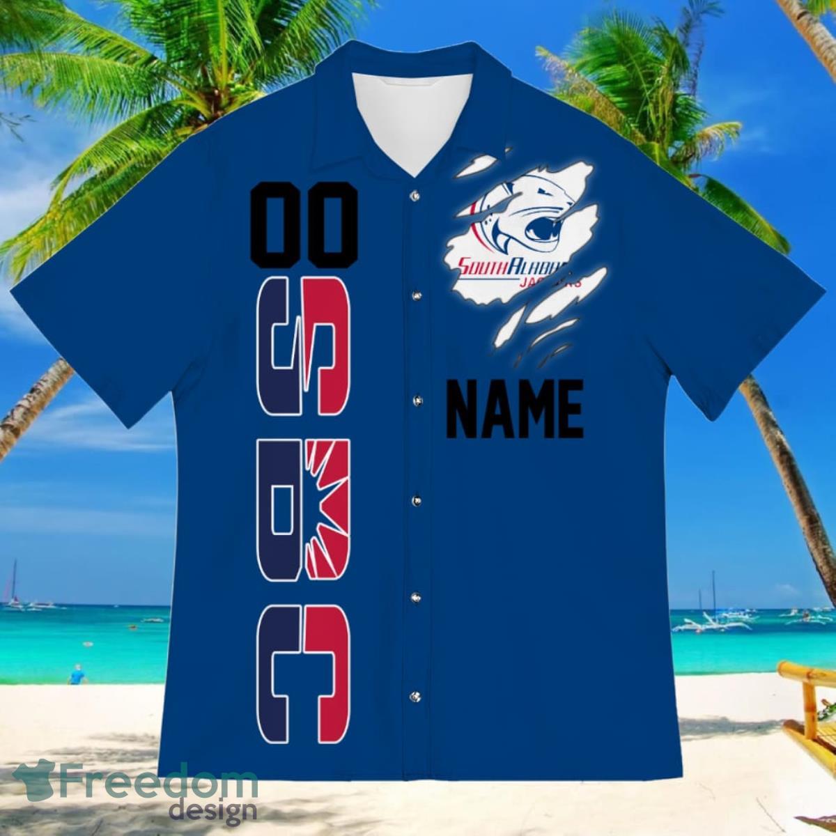 South Alabama Jaguars Sports American Football Hawaiian Shirt Custom Name & Number - South Alabama Jaguars Sports American Football Hawaiian Shirt 2