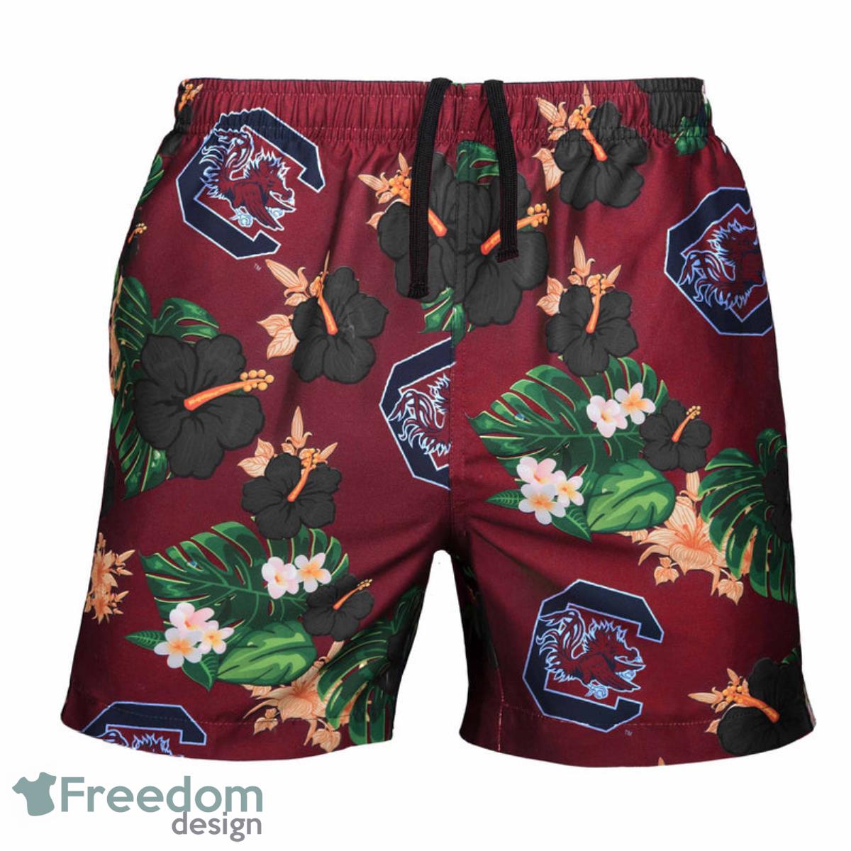 South Carolina Gamecocks NCAA Floral Hawaiian Shorts For Summer Beach Product Photo 1