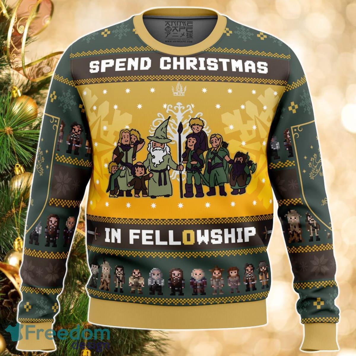 Spend Christmas in Fellowship The Lord of the Rings Ugly Christmas Sweater Great Gift For Men Women Product Photo 1