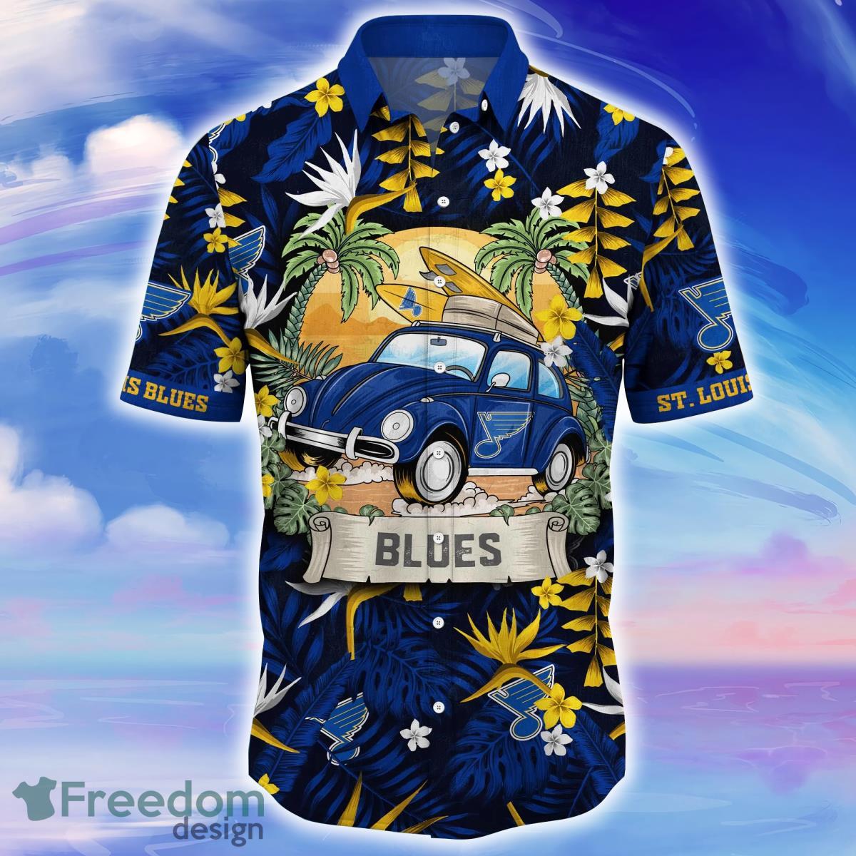 St. Louis Blues Hawaiian Shirt Tropical Flowers summer for fans -Jack sport  shop