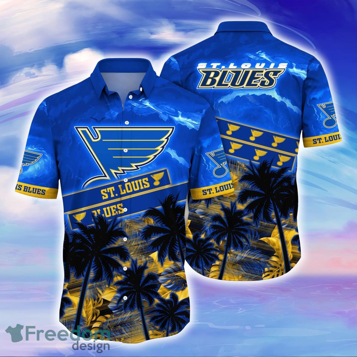 St Louis Blues Hawaiian Shirt Tropical Leaves St Louis Blues Gift -  Personalized Gifts: Family, Sports, Occasions, Trending