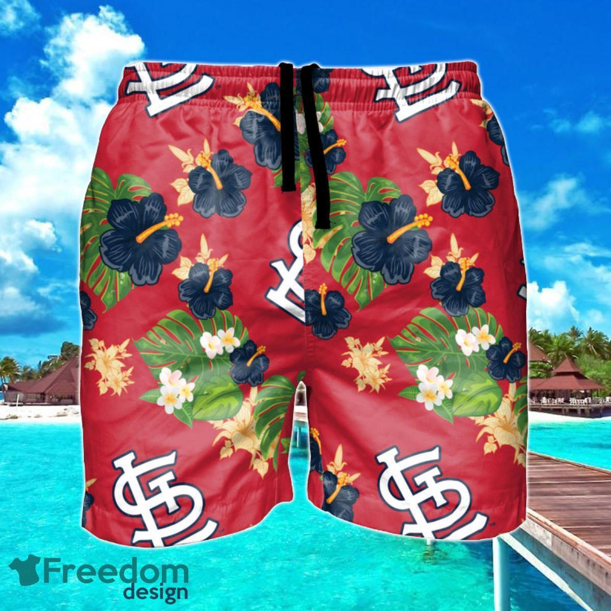 St Louis Cardinals MLB Floral Hawaiian Shorts For Summer Beach Product Photo 1