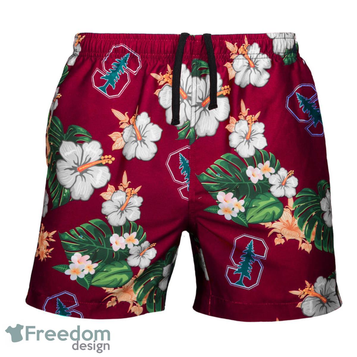 Stanford Cardinal NCAA Floral Hawaiian Shorts For Summer Beach Product Photo 1