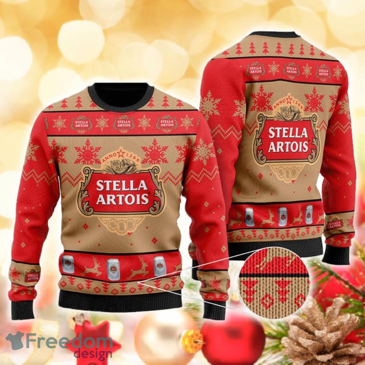 Stella Artois 3D Sweater Ugly Christmas Sweater For Men Women Product Photo 1