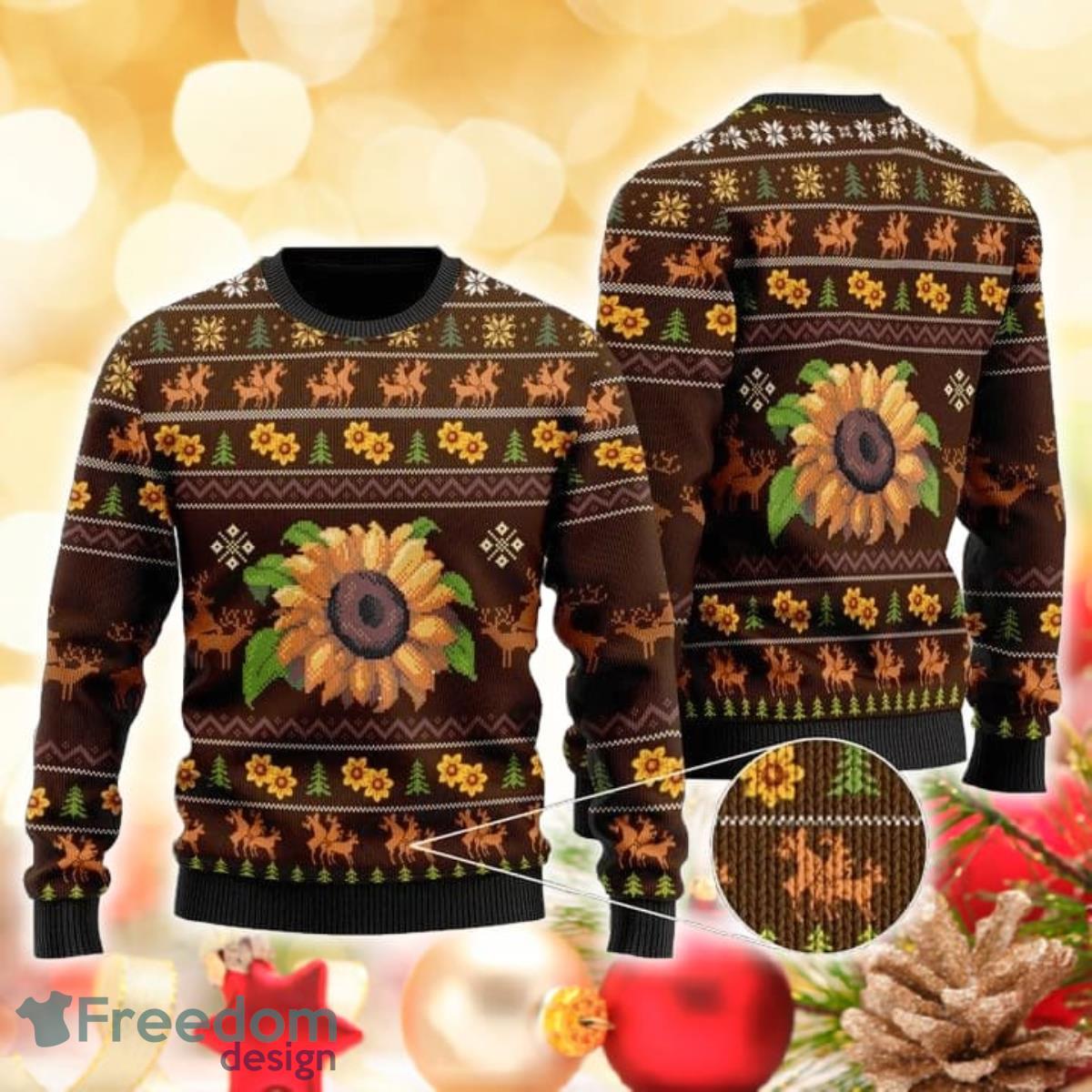 Sunflower Wool 3D Sweater Ugly Christmas Sweater For Men Women Product Photo 1