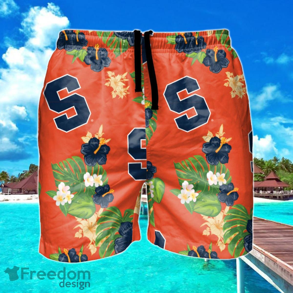 Syracuse Orange NCAA Floral Hawaiian Shorts For Summer Beach Product Photo 1