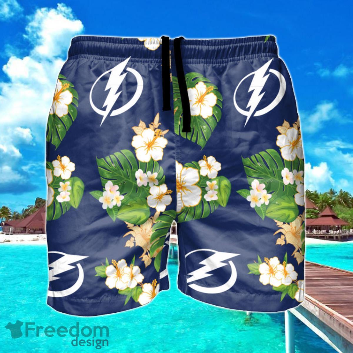 Tampa Bay Lightning NHL Floral Hawaiian Shorts For Summer Beach Product Photo 1