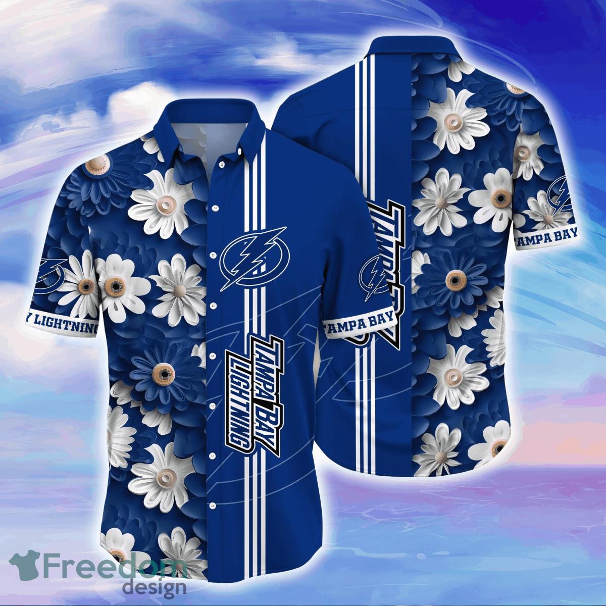 NHL Tampa Bay Lightning Flowers Hawaiian Design Button Shirt - Growkoc