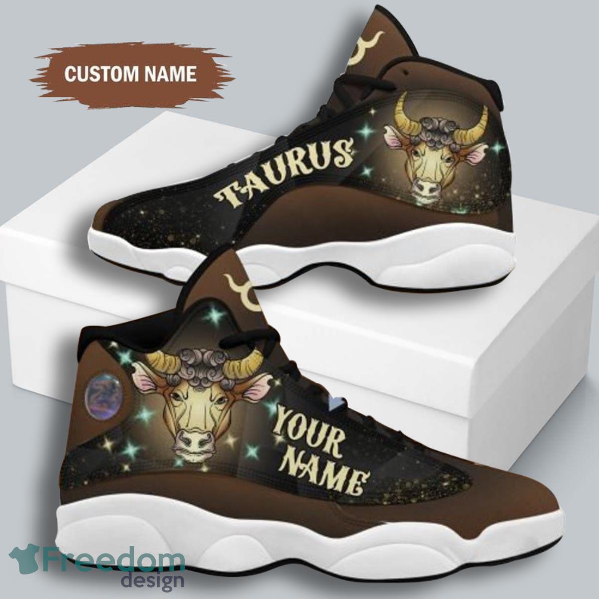 Taurus Zodiac Air Jordan 13 Custom Name Sneakers Great Gift For Men And Women Product Photo 1