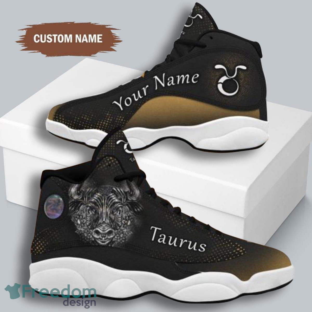 Taurus Zodiac Air Jordan 13 Custom Name Sneakers Impressive Gift For Men And Women Product Photo 2