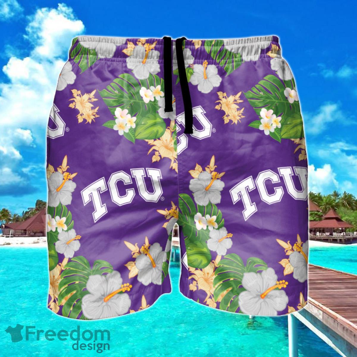 TCU Horned Frogs NCAA Floral Hawaiian Shorts For Summer Beach Product Photo 1