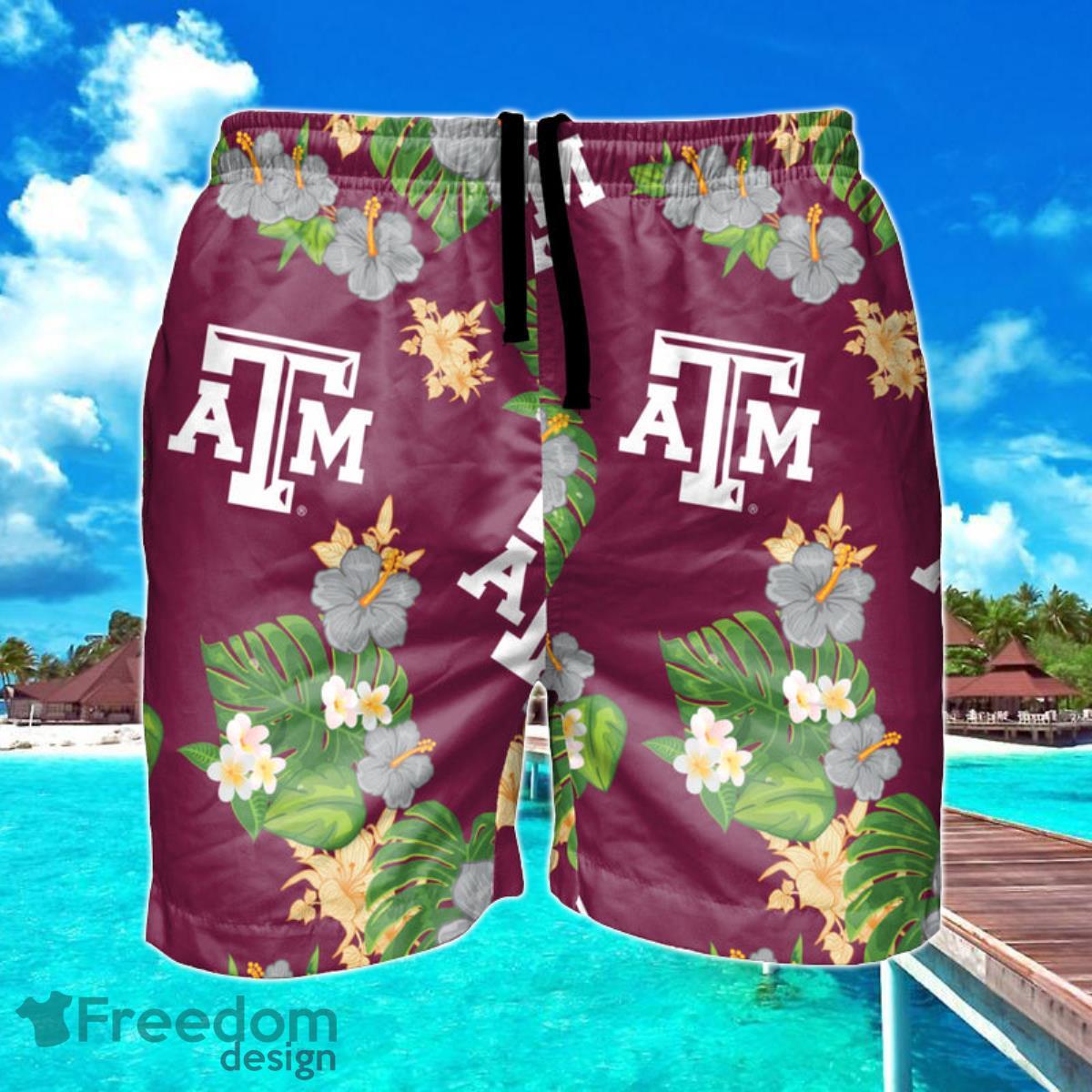 Texas A&M Aggies NCAA Floral Hawaiian Shorts For Summer Beach Product Photo 1