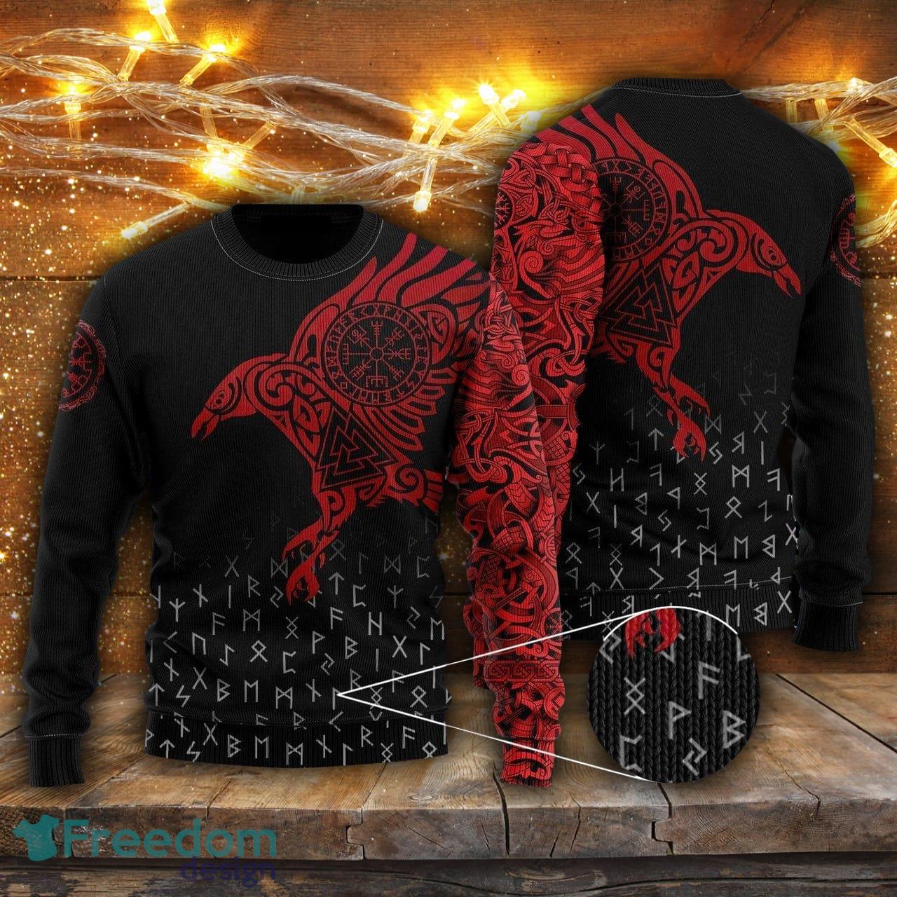 Vikings The Raven Of Odin AOP Ugly Christmas Sweater Christtmas Holiday  Gift - Freedomdesign