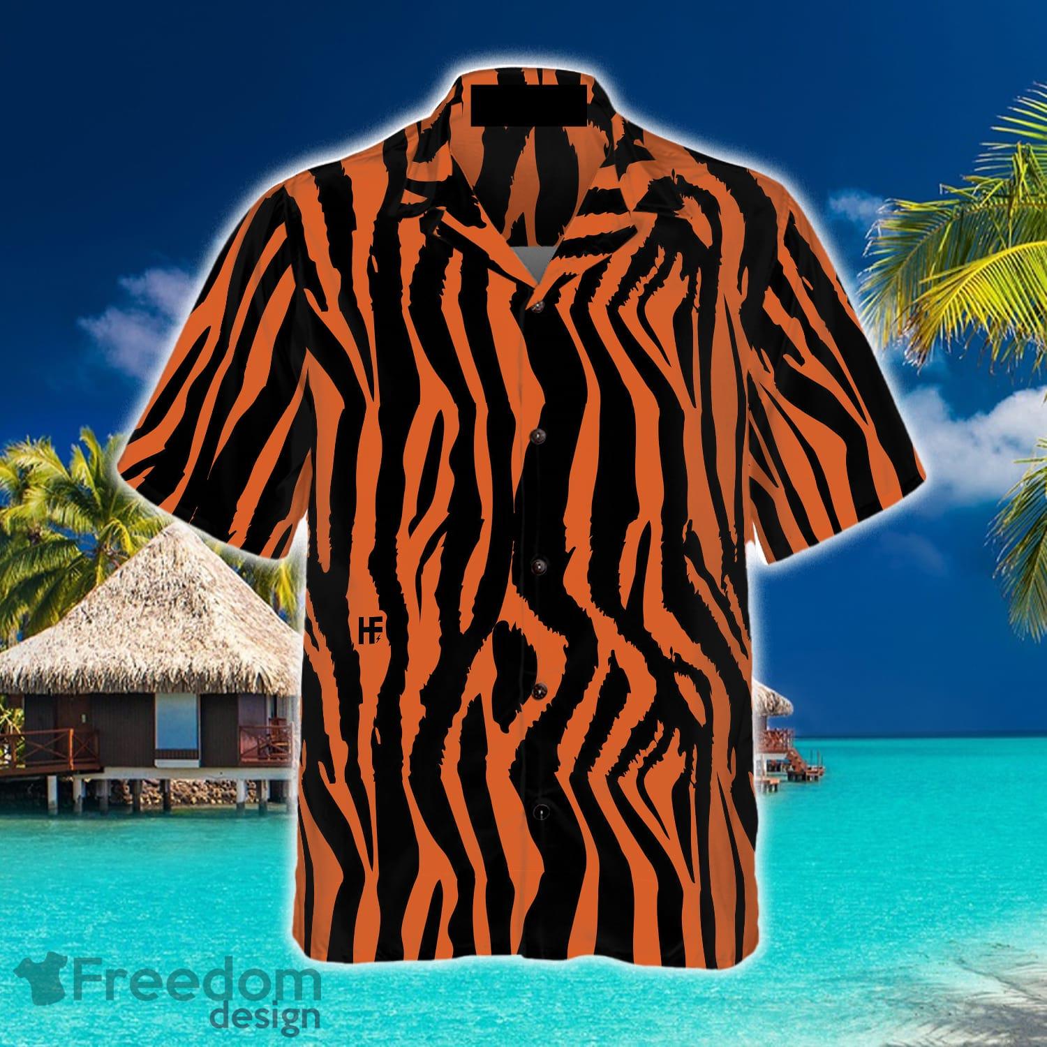Tiger Stripe Black Orange Hawaiian Shirt