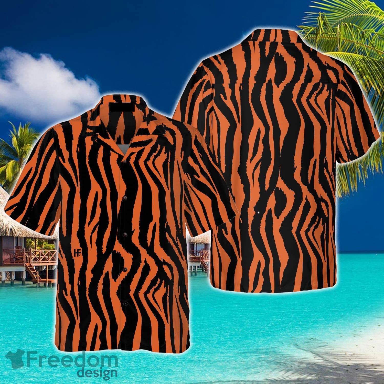 Tiger Stripe Black Orange Hawaiian Shirt