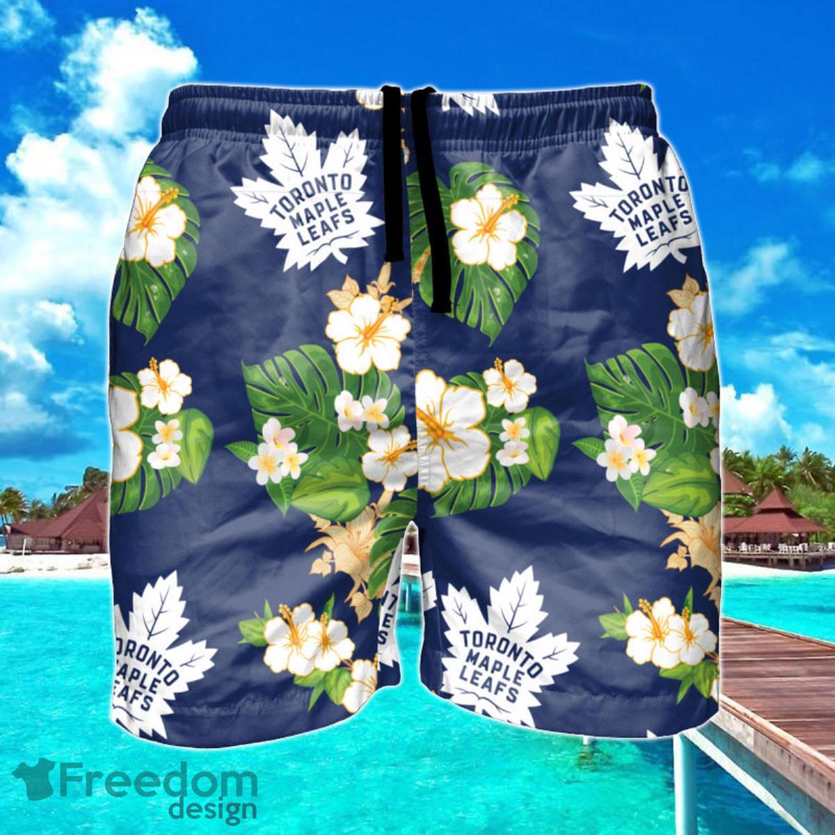 Toronto Maple Leafs NHL Floral Hawaiian Shorts For Summer Beach Product Photo 1