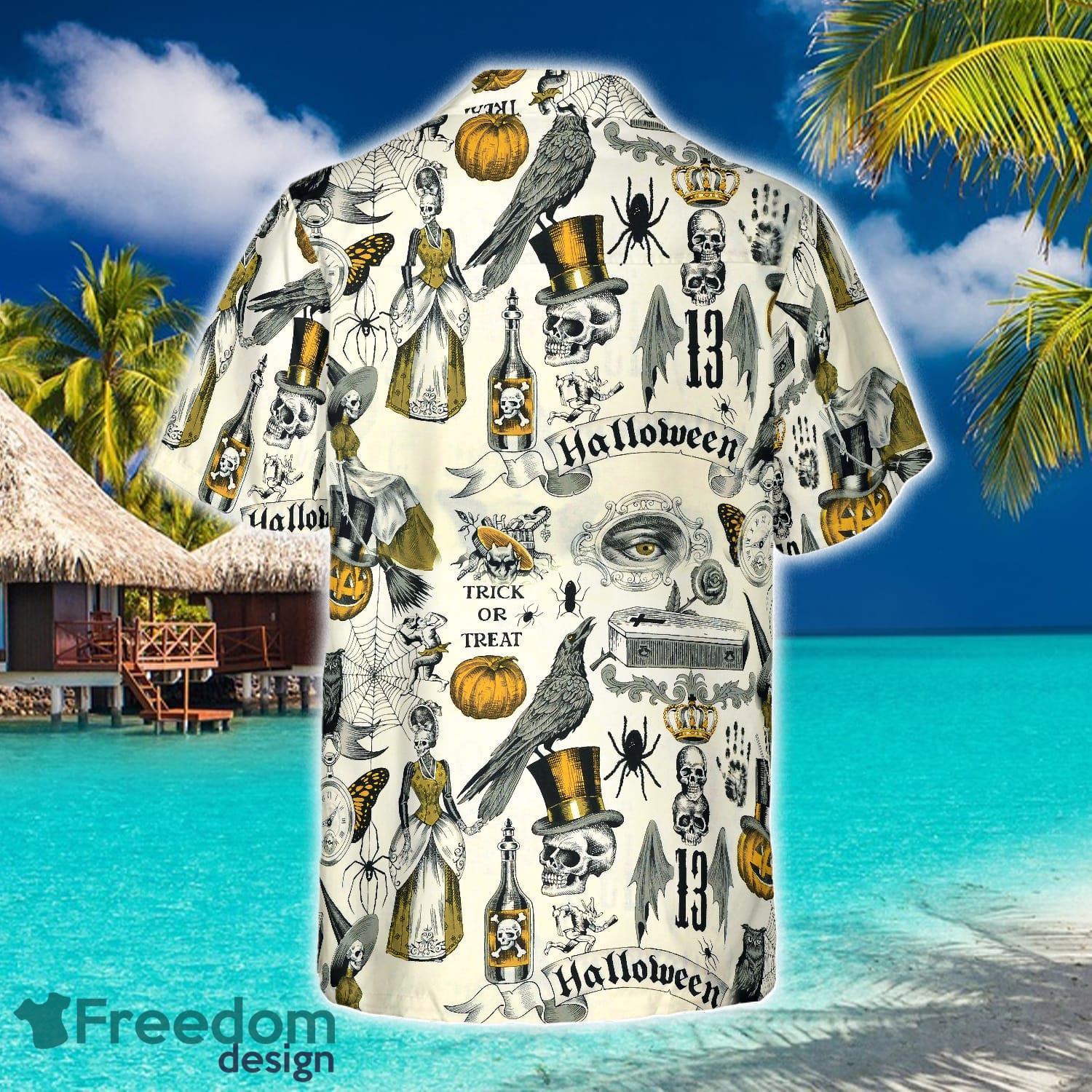 Trickery Pattern Halloween Hawaiian Shirt - Funny Hawaiian Beach