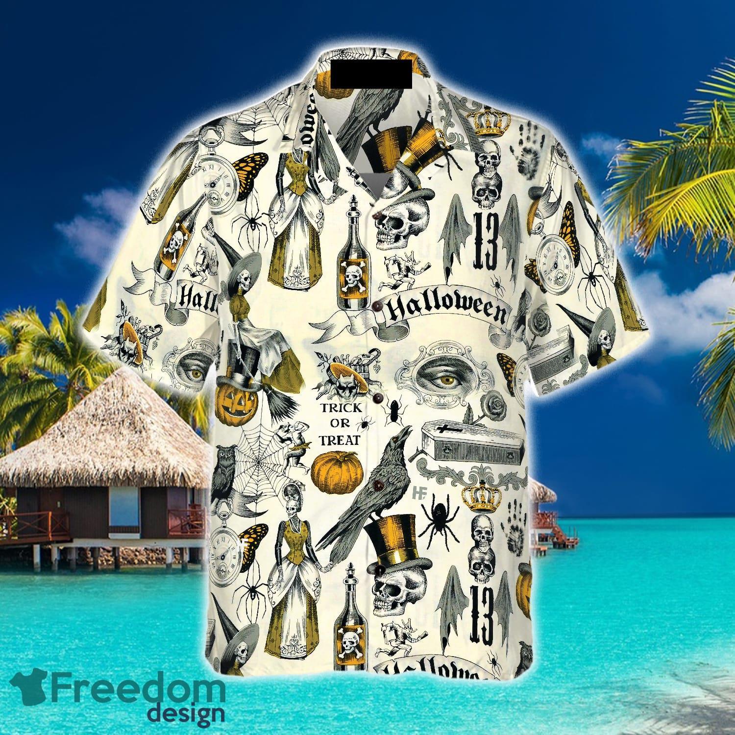 Trickery Pattern Halloween Hawaiian Shirt - Funny Hawaiian Beach