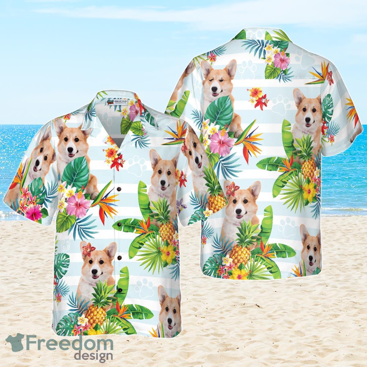 Tropical Flower With Corgi Hawaiian Shirt Best Gift For Men And Women Product Photo 1