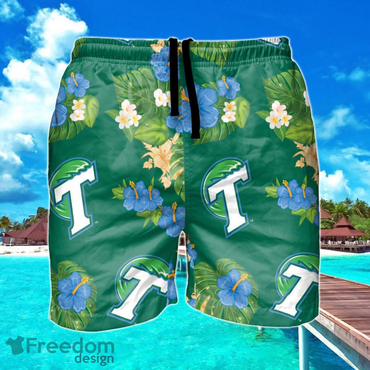 Tulane Green Wave NCAA Floral Hawaiian Shorts For Summer Beach Product Photo 1