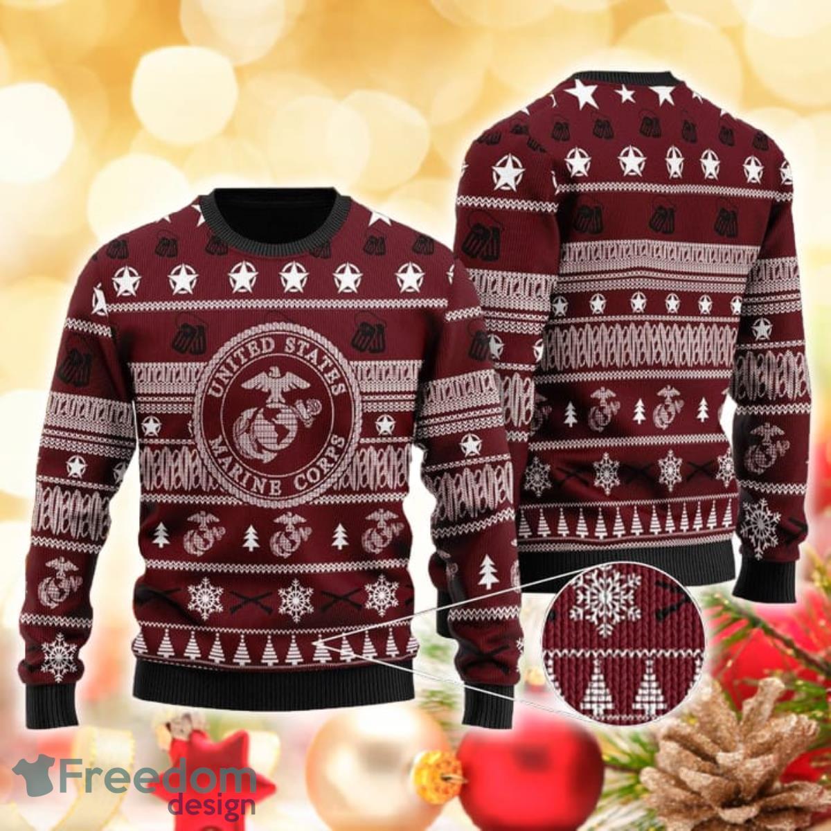 U.S Marine Corps 3D Sweater Ugly Christmas Sweater For Men Women Product Photo 1