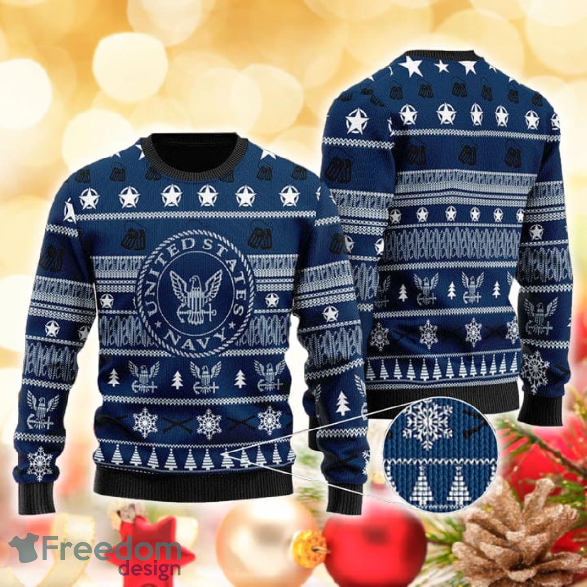 U.S Navy 3D Sweater Ugly Christmas Sweater For Men Women Product Photo 1