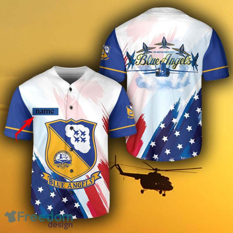 US Navy Blue Angles American Flag 4th Of July Baseball Jersey Shirt Custom  Name - Freedomdesign