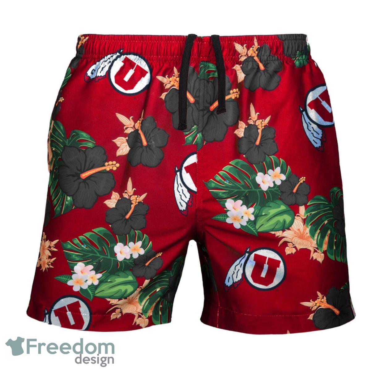 Utah Utes NCAA Floral Hawaiian Shorts For Summer Beach Product Photo 1