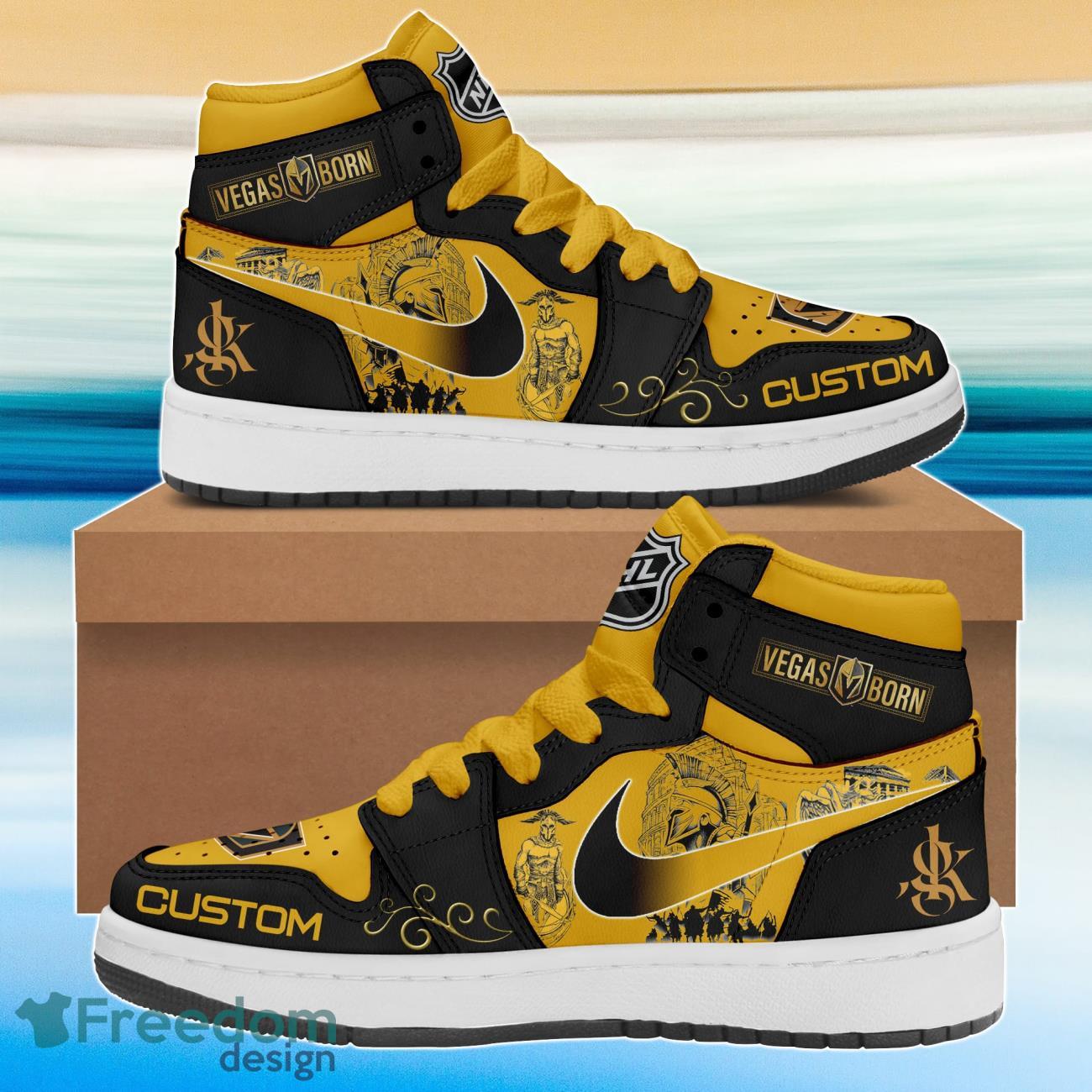 Vegas Golden Knight Air Jordan High Top Shoes Custom Name Product Photo 1