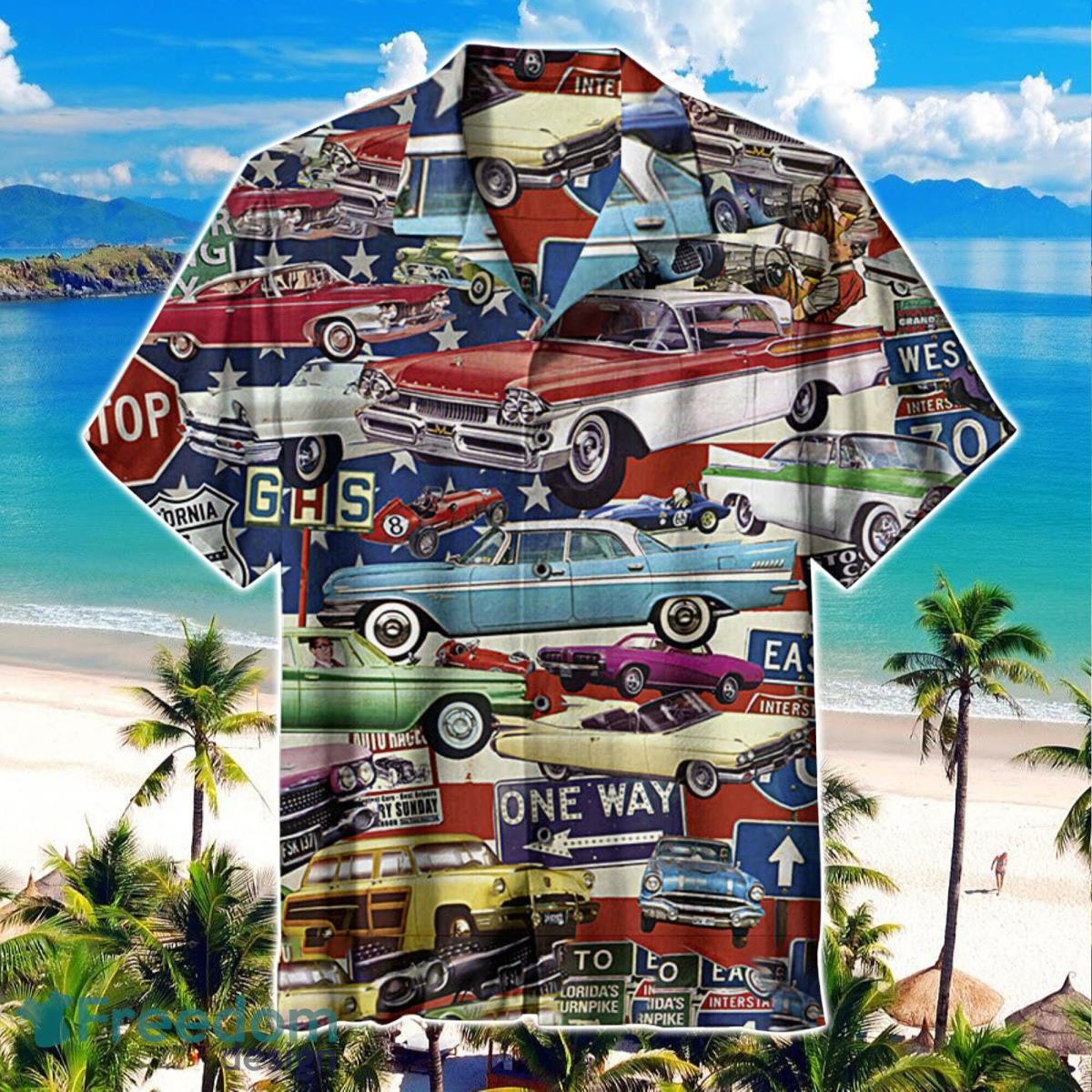 Vintage Car Collage Hawaiian Shirt Enjoy The Car Product Photo 1