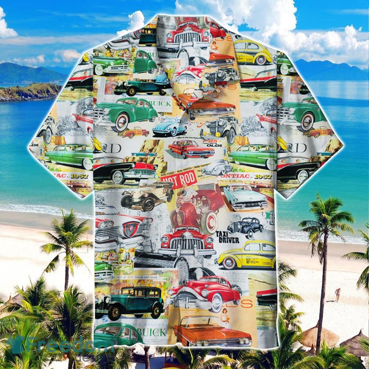 Vintage Car Universal Hawaiian Shirt, 90s Racing Car Hawaiian Shirt Product Photo 1