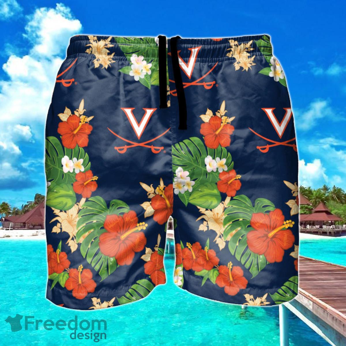 Virginia Cavaliers NCAA Original Floral Hawaiian Shorts For Summer Beach Product Photo 1