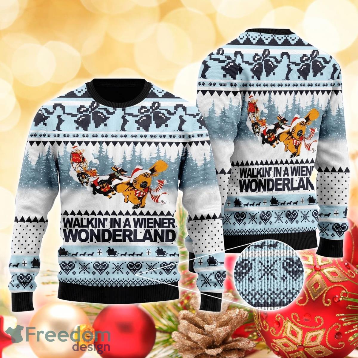 Walkin’ In A Wiener 3D Sweater Ugly Christmas Sweater For Men Women Product Photo 1