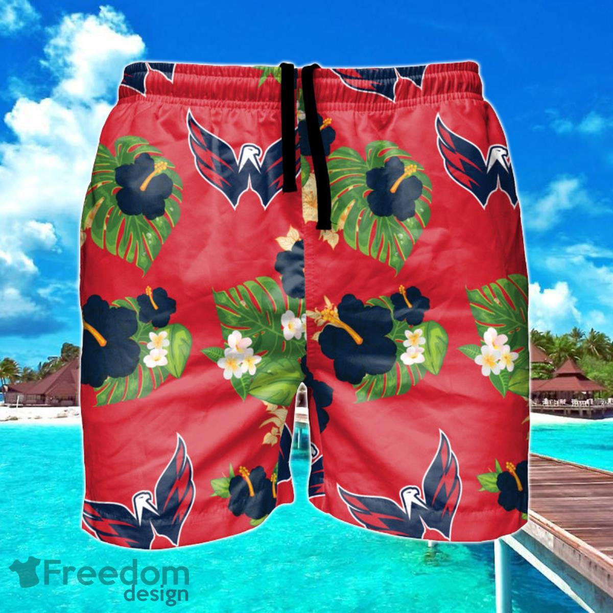 Washington Capitals NHL Floral Hawaiian Shorts For Summer Beach Product Photo 1