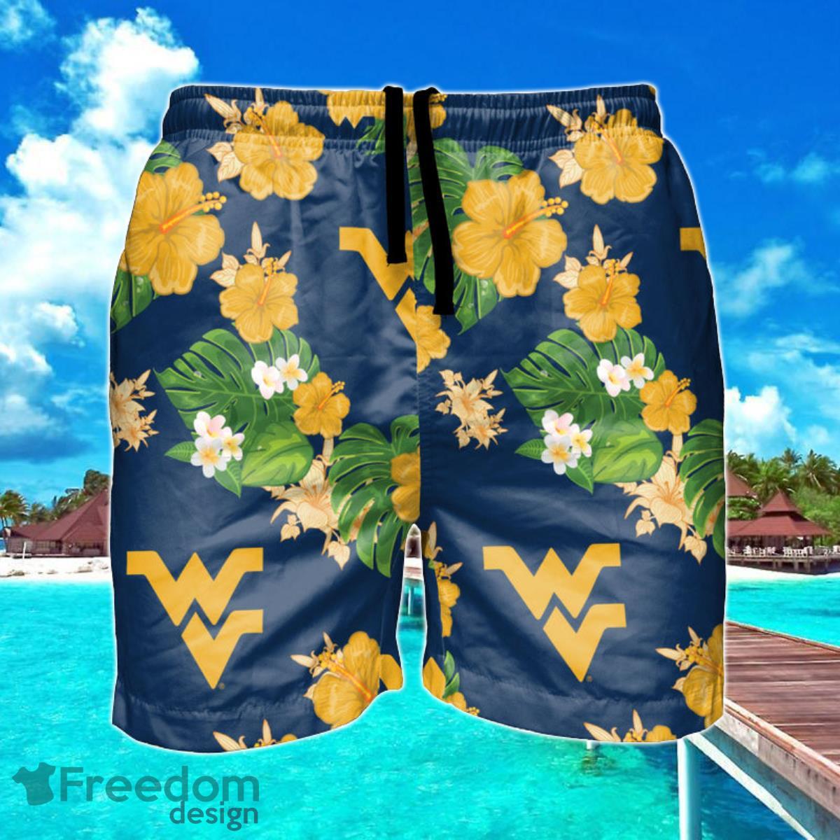 West Virginia Mountaineers NCAA Floral Hawaiian Shorts For Summer Beach Product Photo 1