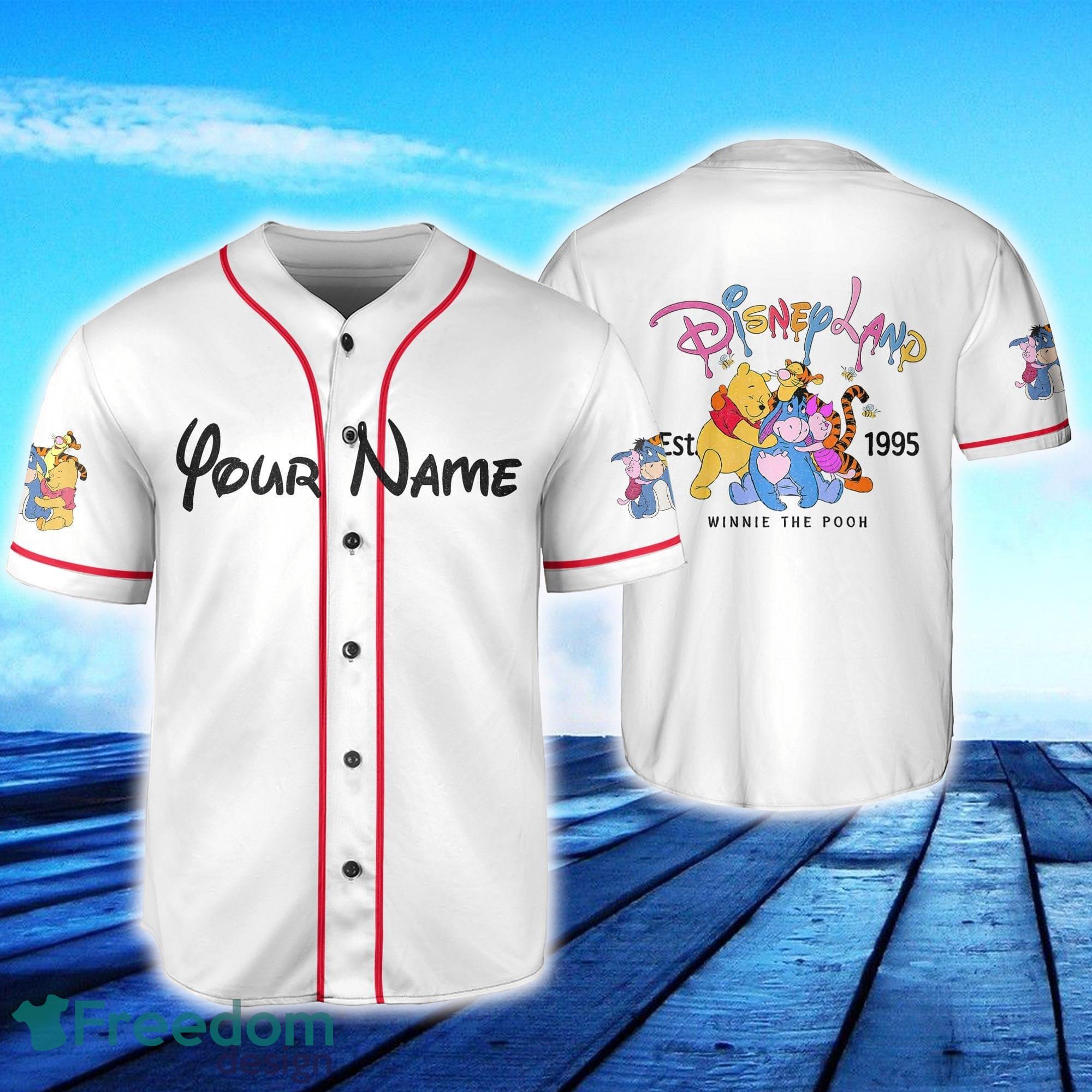 Winnie The Pooh Disneyland Est 1995 Custom Name Baseball Jersey Disney Men And Women Gift For Fans - Winnie The Pooh Disneyland Est 1995 Custom Name Baseball Jersey Disney Men And Women Gift For Fans