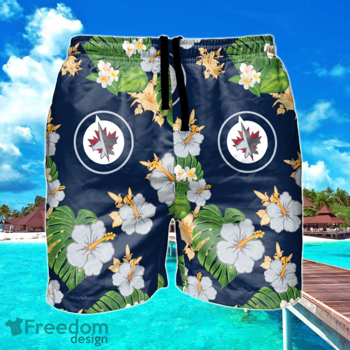 Winnipeg Jets NHL Floral Hawaiian Shorts For Summer Beach Product Photo 1