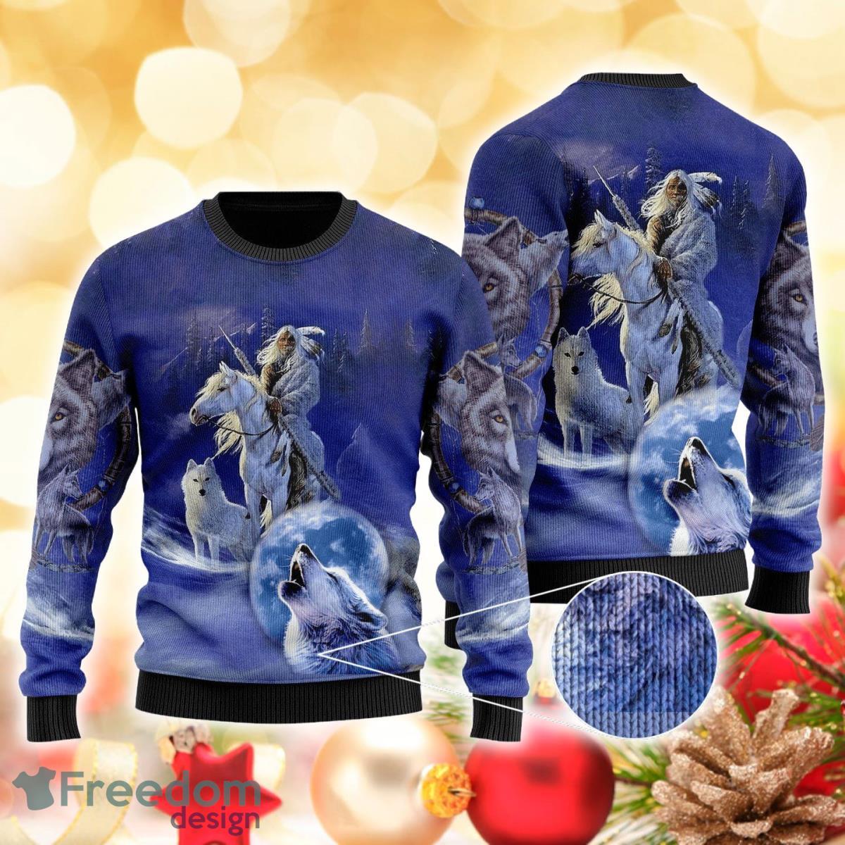 Wolf Native 3D Sweater Ugly Christmas Sweater For Men Women Product Photo 1