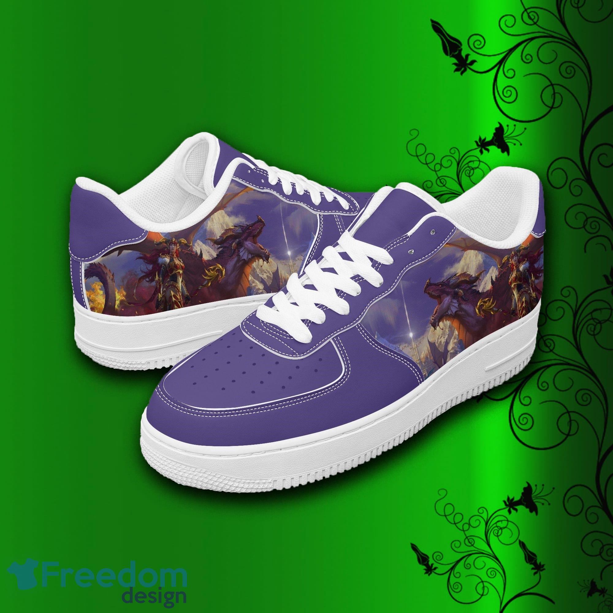 World of Warcraft Dragonflight Air Force Shoes Style 2 Printed Unisex For Men And Women Gift - World of Warcraft Dragonflight Shoes, sneakers, leather low tops for men, women, kids, unisex birthday gift, not af1, Christmas_1